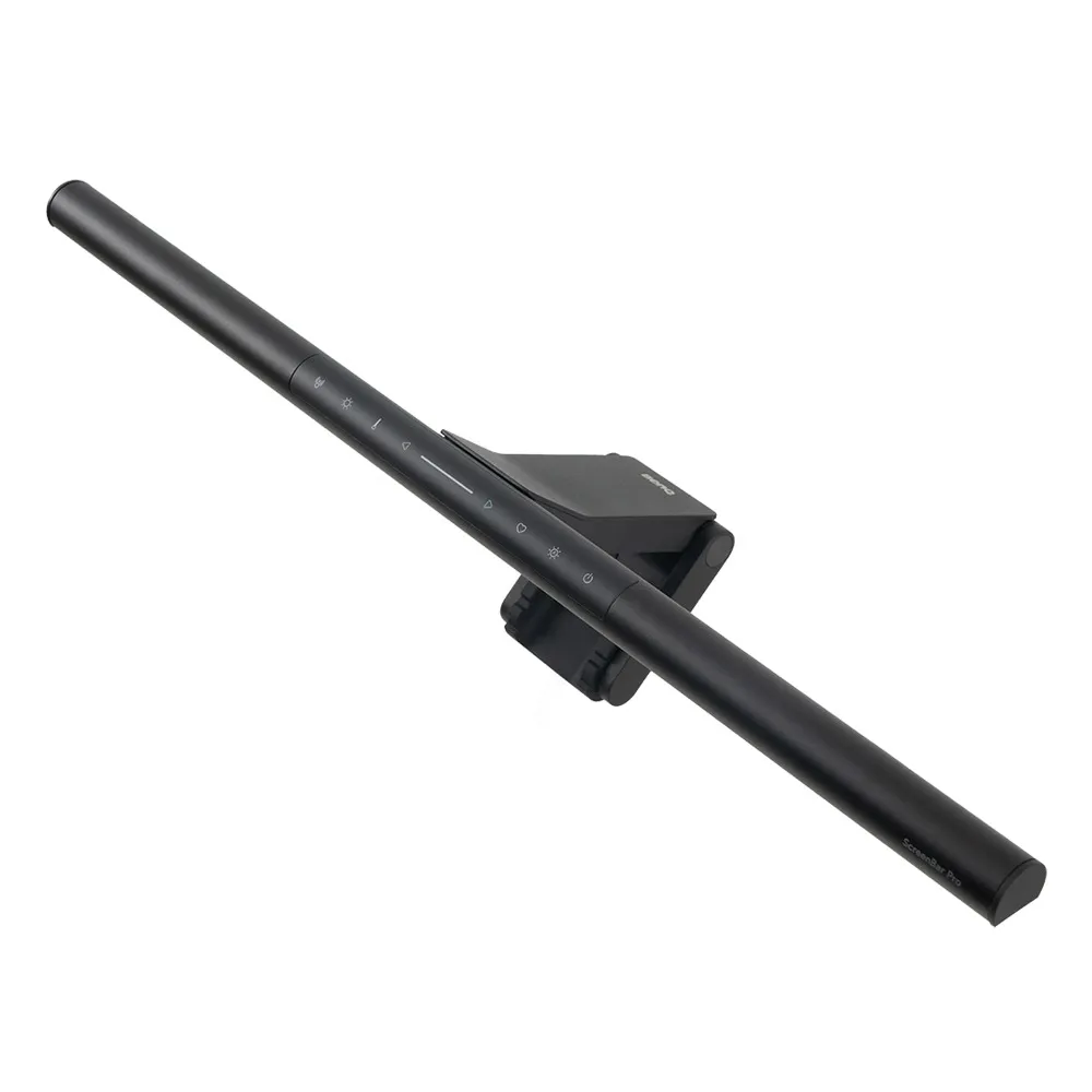 Black BenQ ScreenBar Pro monitor light bar with its clamp folded out