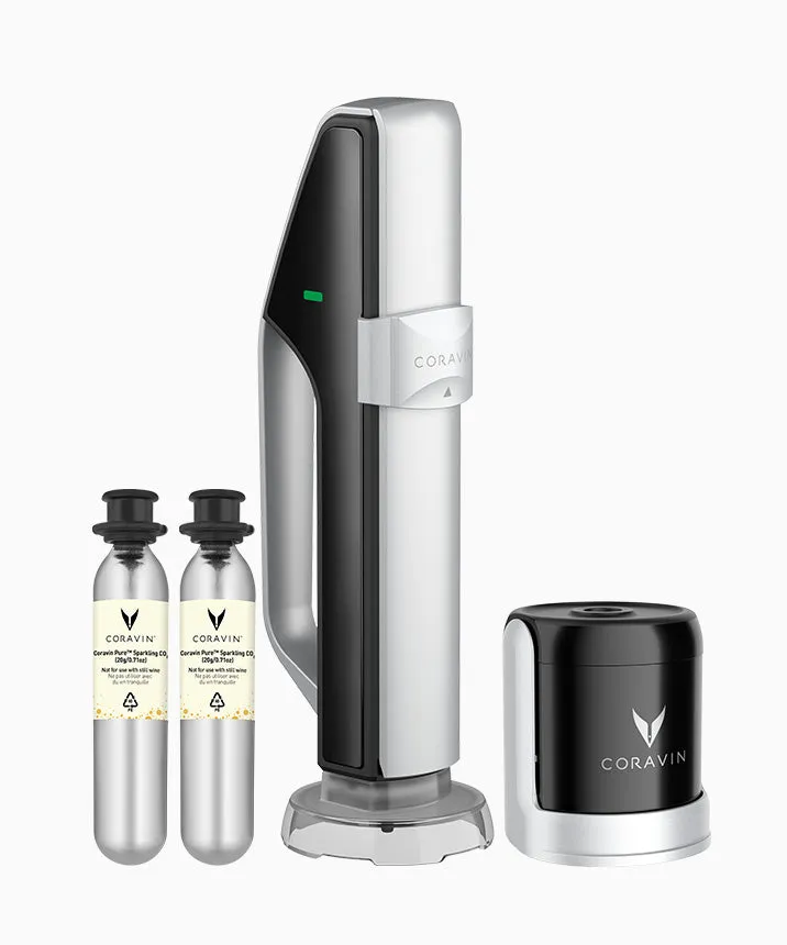 Coravin Sparkling charger, Sparkling Stopper and two CO2 capsules