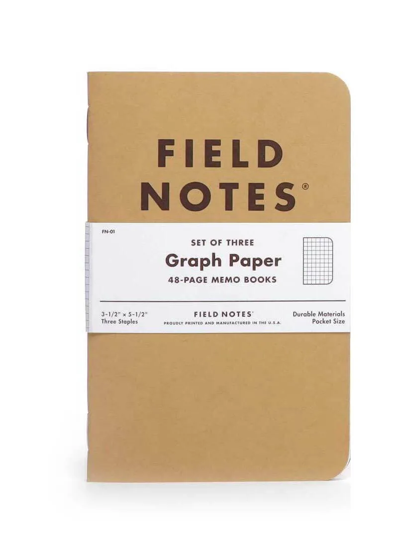 Field Notes Original Kraft graph paper 3-pack with its paper band