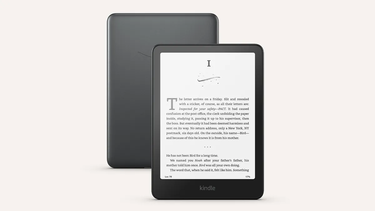 Black Kindle Paperwhite 2024 e-reader, front and back