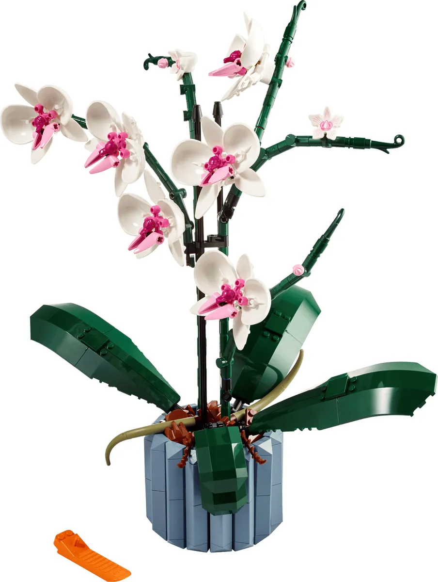 LEGO Botanicals Orchid 10311 with white and pink flowers in a blue pot
