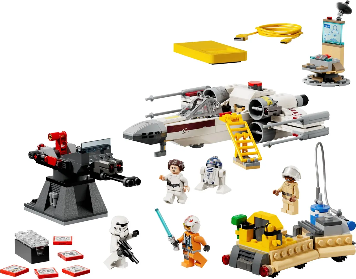 LEGO Star Wars SMART Play Luke's Red Five X-Wing 75423 with five minifigures, Smart Tags and the charging pad