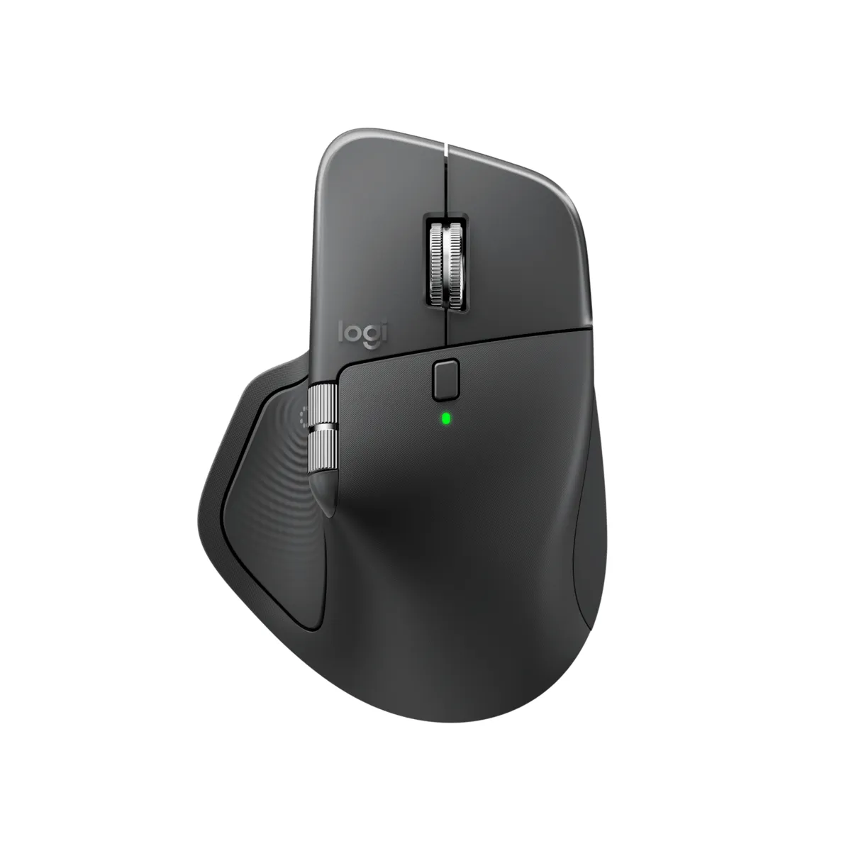 Logitech MX Master 4 wireless mouse in graphite, seen from above
