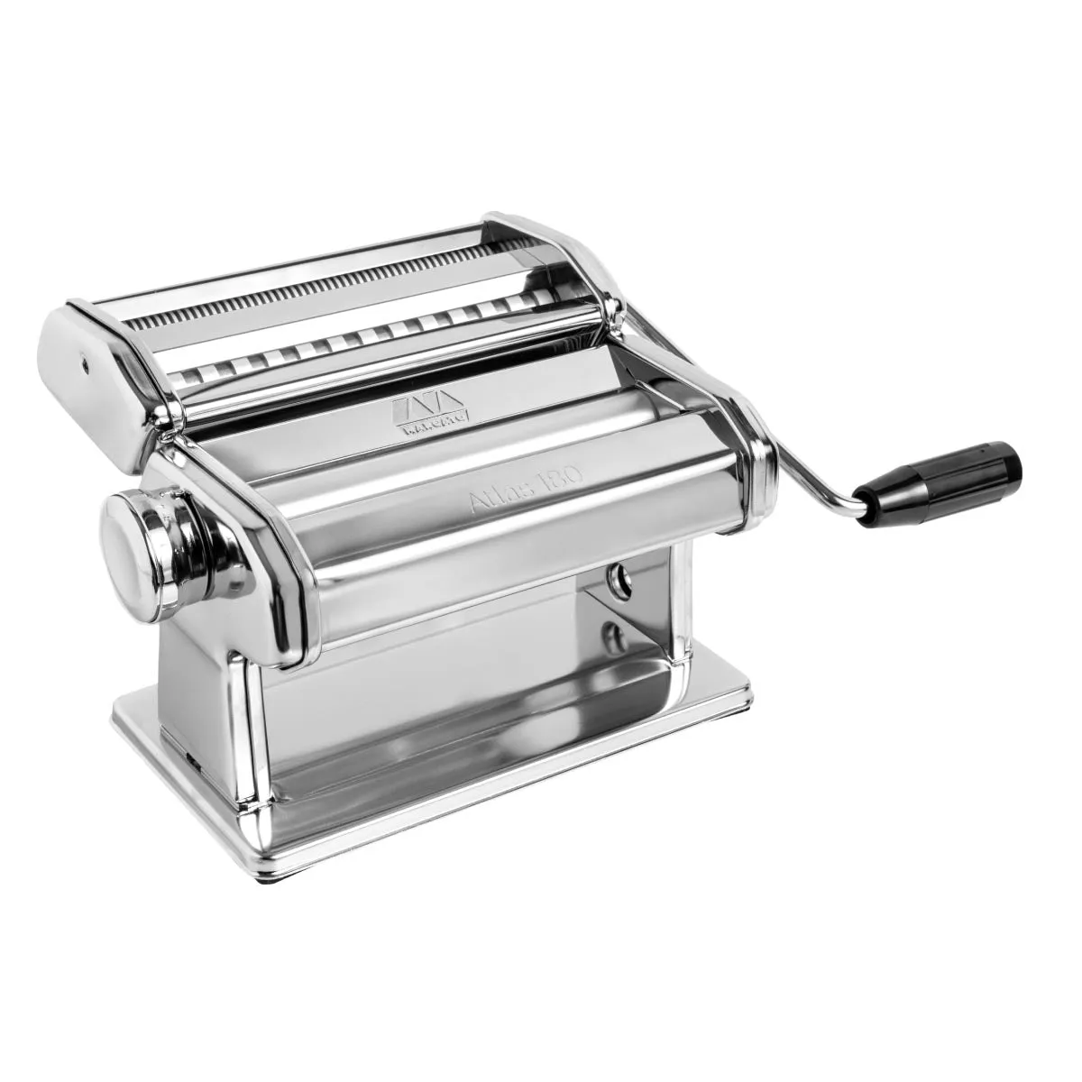 Chrome Marcato Atlas pasta machine with hand crank