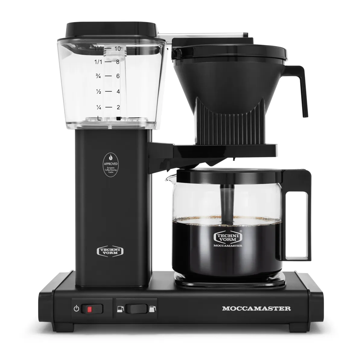 Matte black Moccamaster KBGV Select coffee maker with glass carafe