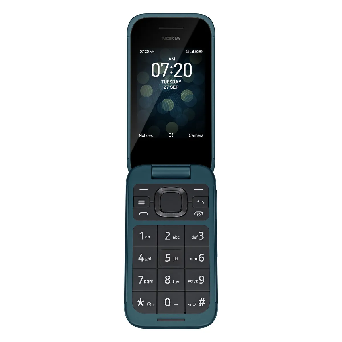 Blue Nokia 2780 Flip phone, opened