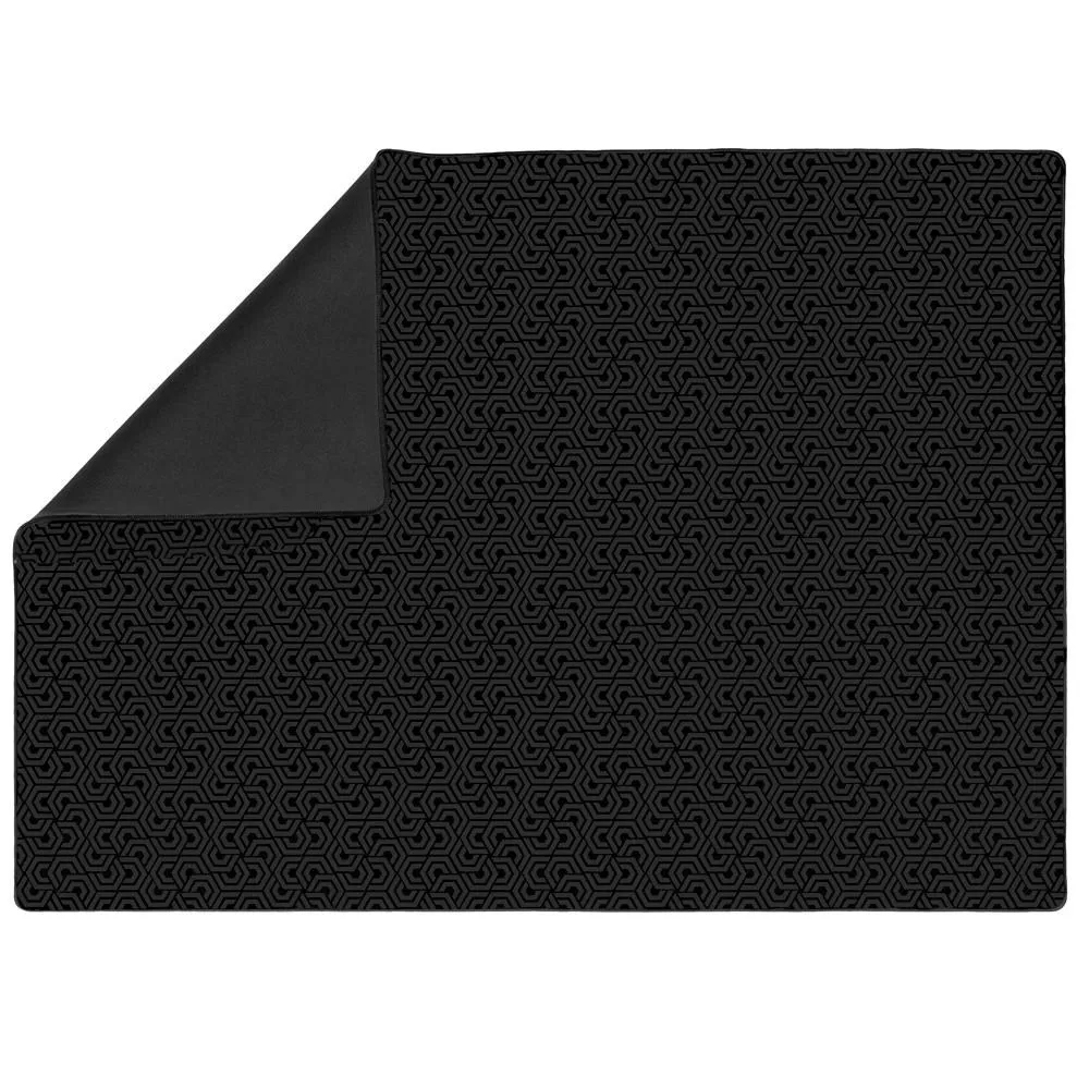 Black Roll-Play neoprene board game mat with one corner folded over to show the plain rubber side
