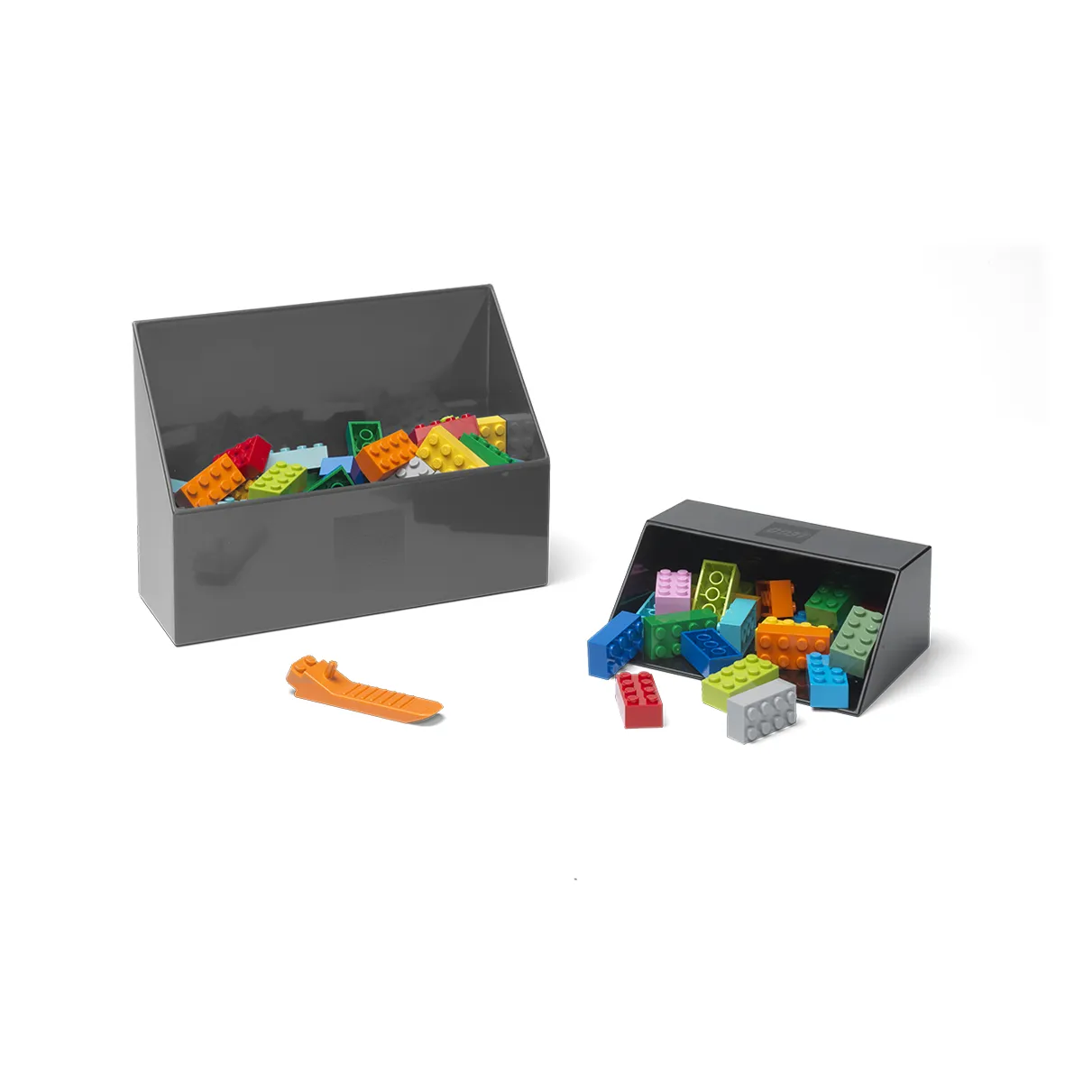 Grey and black Room Copenhagen LEGO Brick Scooper Set with an orange brick separator