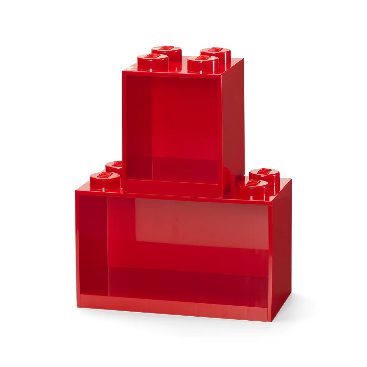 Red Room Copenhagen LEGO Brick Shelf Set with a 4-stud and an 8-stud shelf stacked