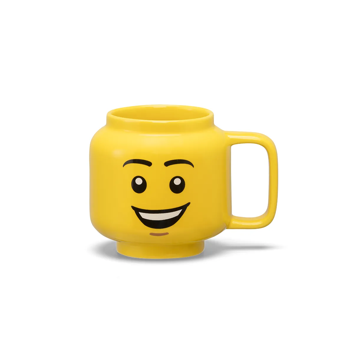 Yellow Room Copenhagen LEGO ceramic mug with the Happy Boy minifigure face