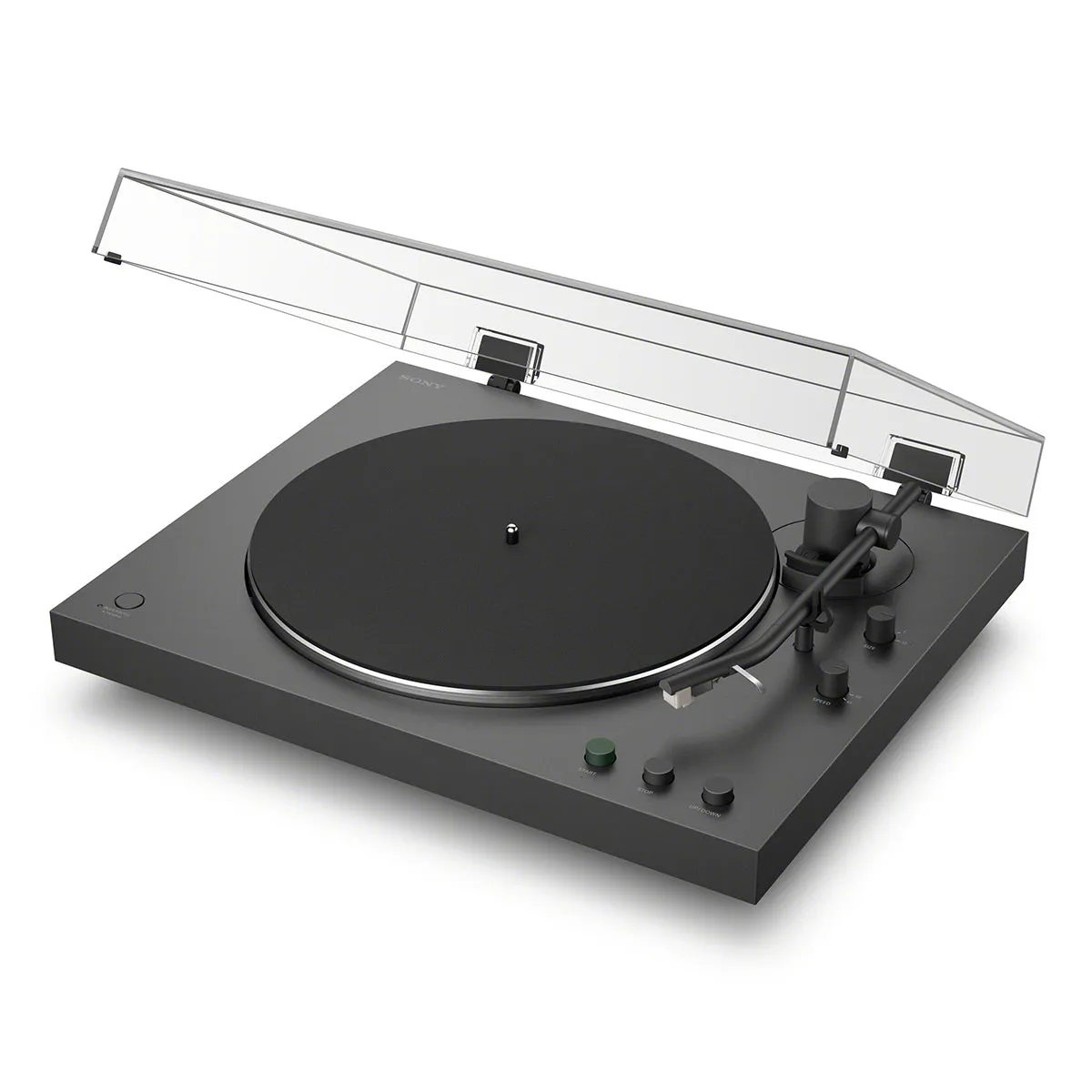Sony PS-LX3BT turntable with the dust cover open