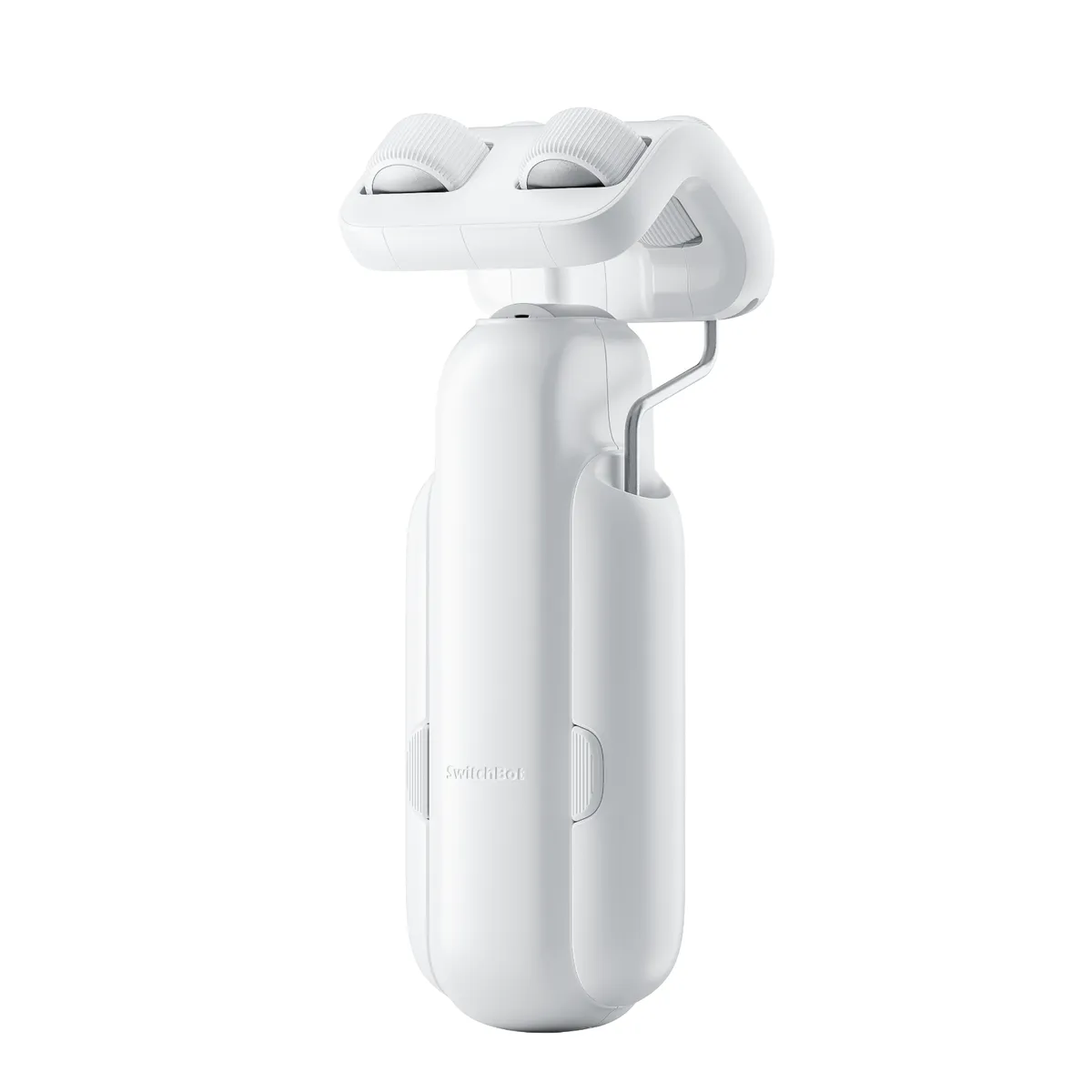 White SwitchBot Curtain 3 rod model, a small curtain robot with wheels on top