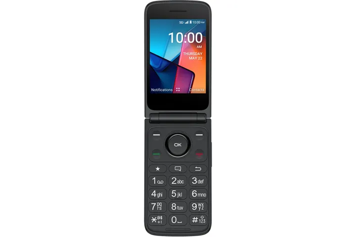 Grey TCL Flip 4 5G flip phone, open