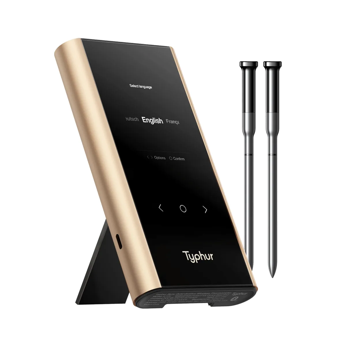 Typhur Sync Gold base station with two wireless probes