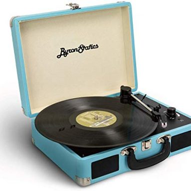 Vinyl Record Player in a Retro Suitcase